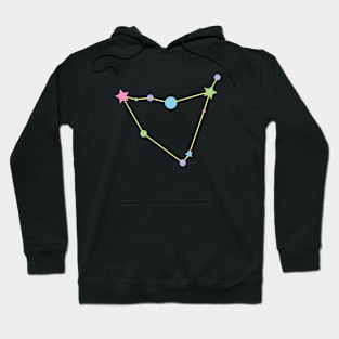 Capricorn Zodiac Constellation in Rainbow Pastels - Black Hoodie